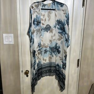 Malini Blue and Gray Kimono Cardigan